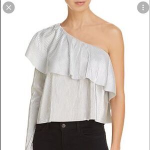 LIKELY Davey Ruffled Metallic One-Shoulder Top .Size S